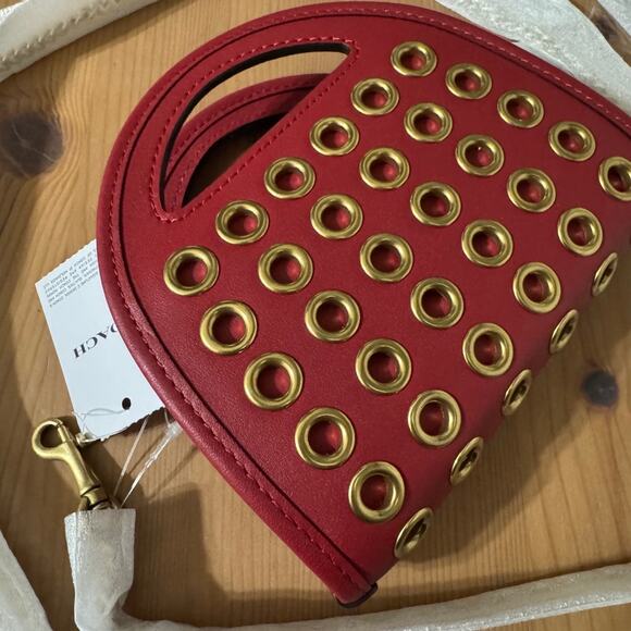 NWT ❤️ Coach Top Handle Card Case With Grommets Ruby - Picture 6 of 10